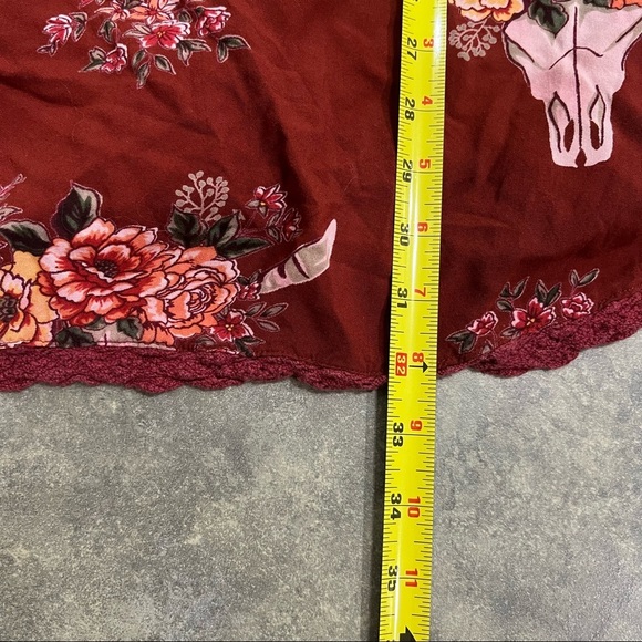 Angie Cardigan Womens L Brick Bull Skull Floral Kimono Western Cowgirl Boho EUC - Picture 7 of 7